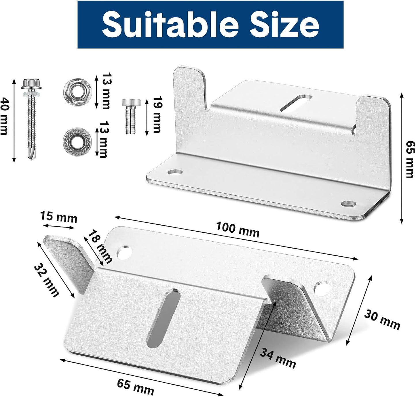 Set 10 Soportes Z Aluminio para Paneles Solares RV Barco