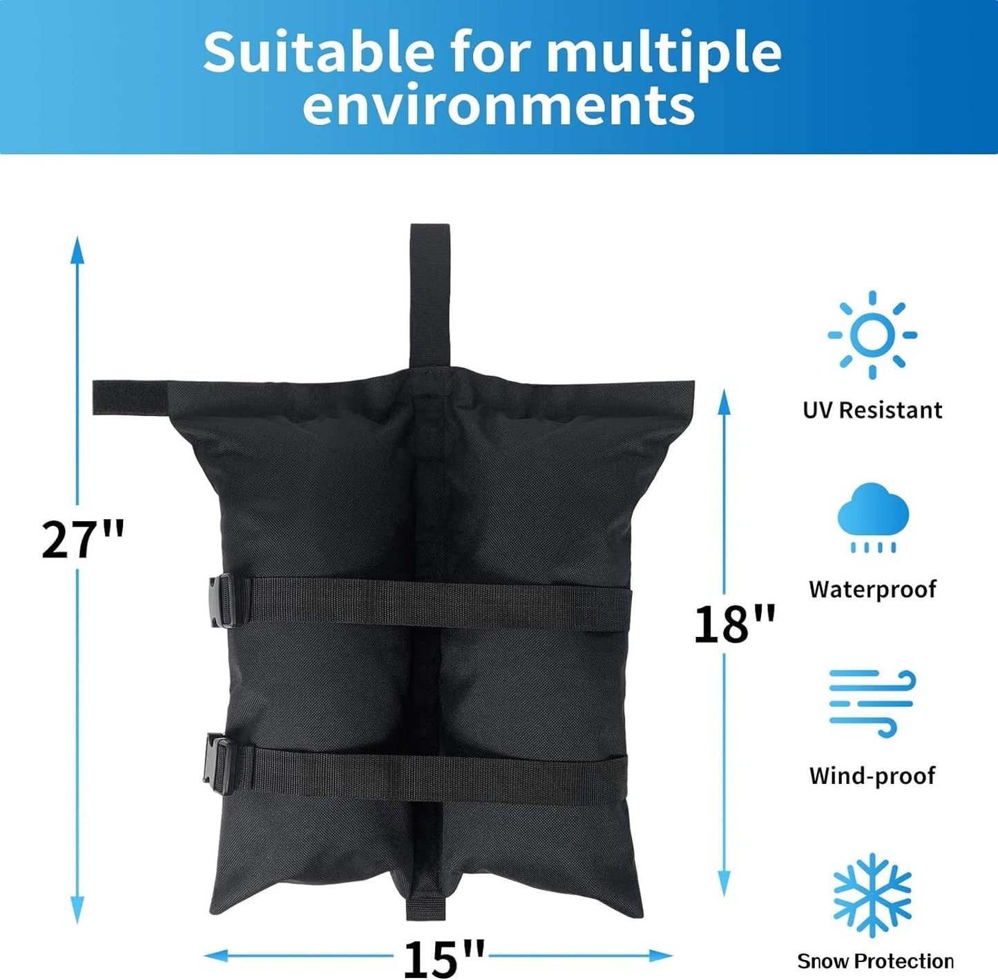 Set 4 bolsas arena 1680D para toldo refugios