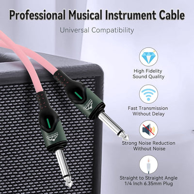 Cable guitarra 10ft TS antitorceduras 1/4pulg para bajo y mandolina