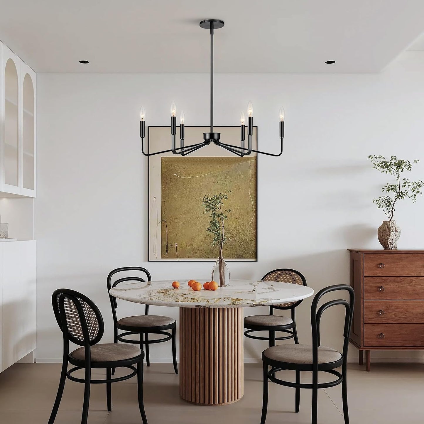 Candelabro negro 6 luces estilo granja comedor dormitorio
