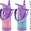 Botella agua niña acero inox 16oz con pajita set 2
