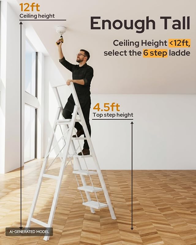 Escalera 6 escalones aluminio ligero plegable 12ft color