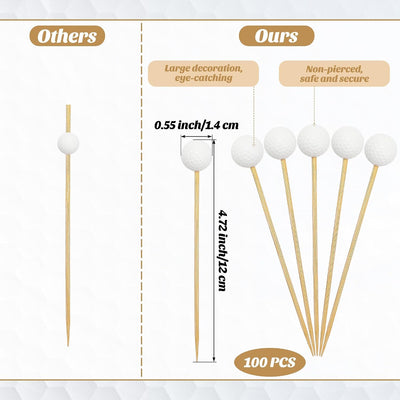 100 Palillos Dientes Golf 4.7" Pinchos Decoración Mesa
