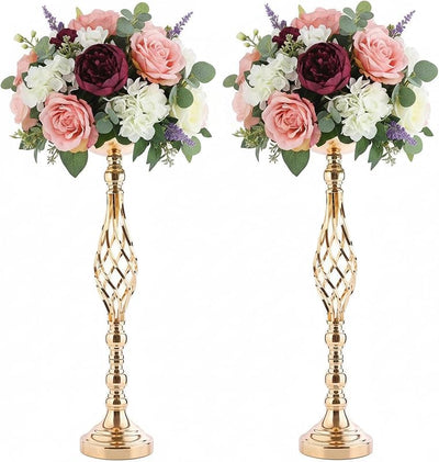 Centros mesa boda metal dorado soportes giratorios