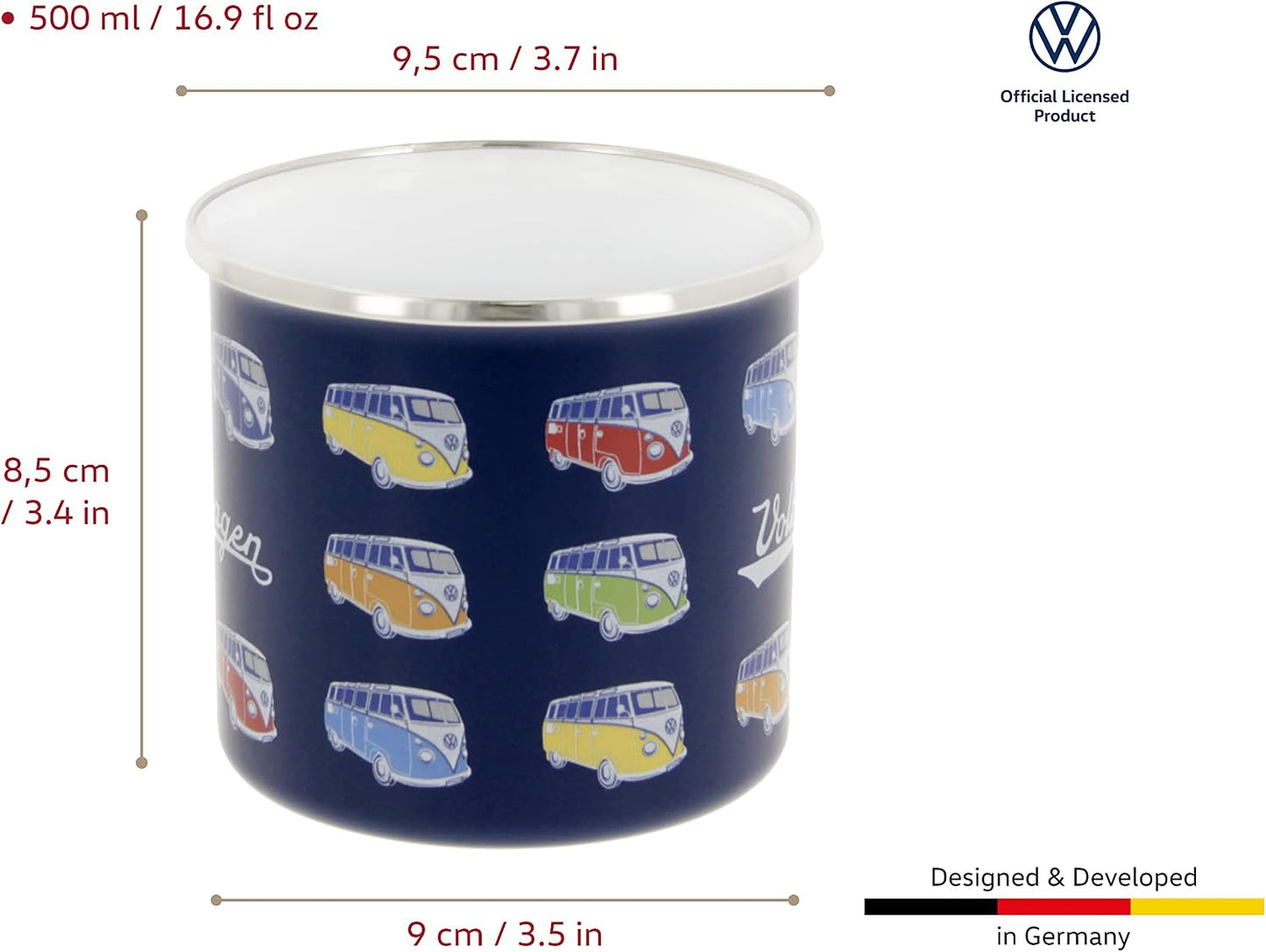 Taza grande esmaltada para café y té al aire libre T1 azul