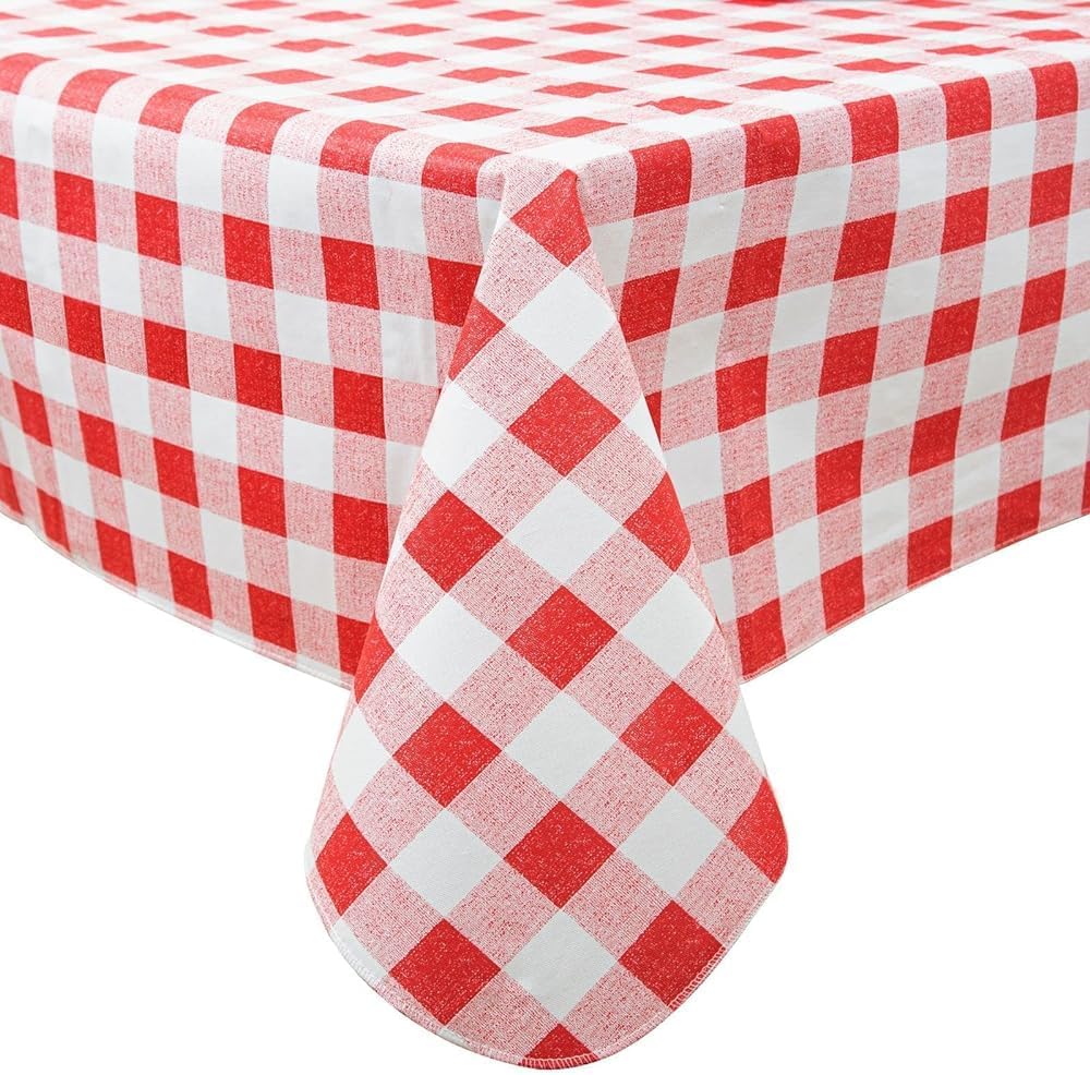 Mantel cuadros buffalo 52x70pulg plástico blanco rojo