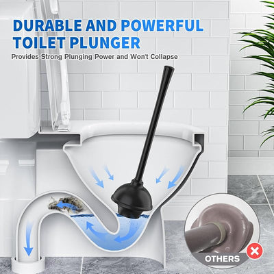 Juego émbolo cepillo inodoro 2en1 5.3pulg negro
