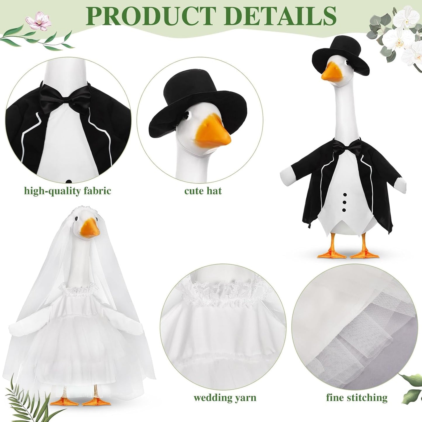 2 kits trajes ganso boda 23pulg estilo clásico
