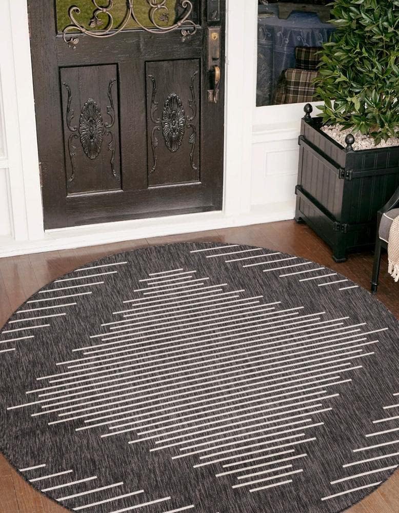 Alfombra redonda 7ft10pulg gris carbón/marfil