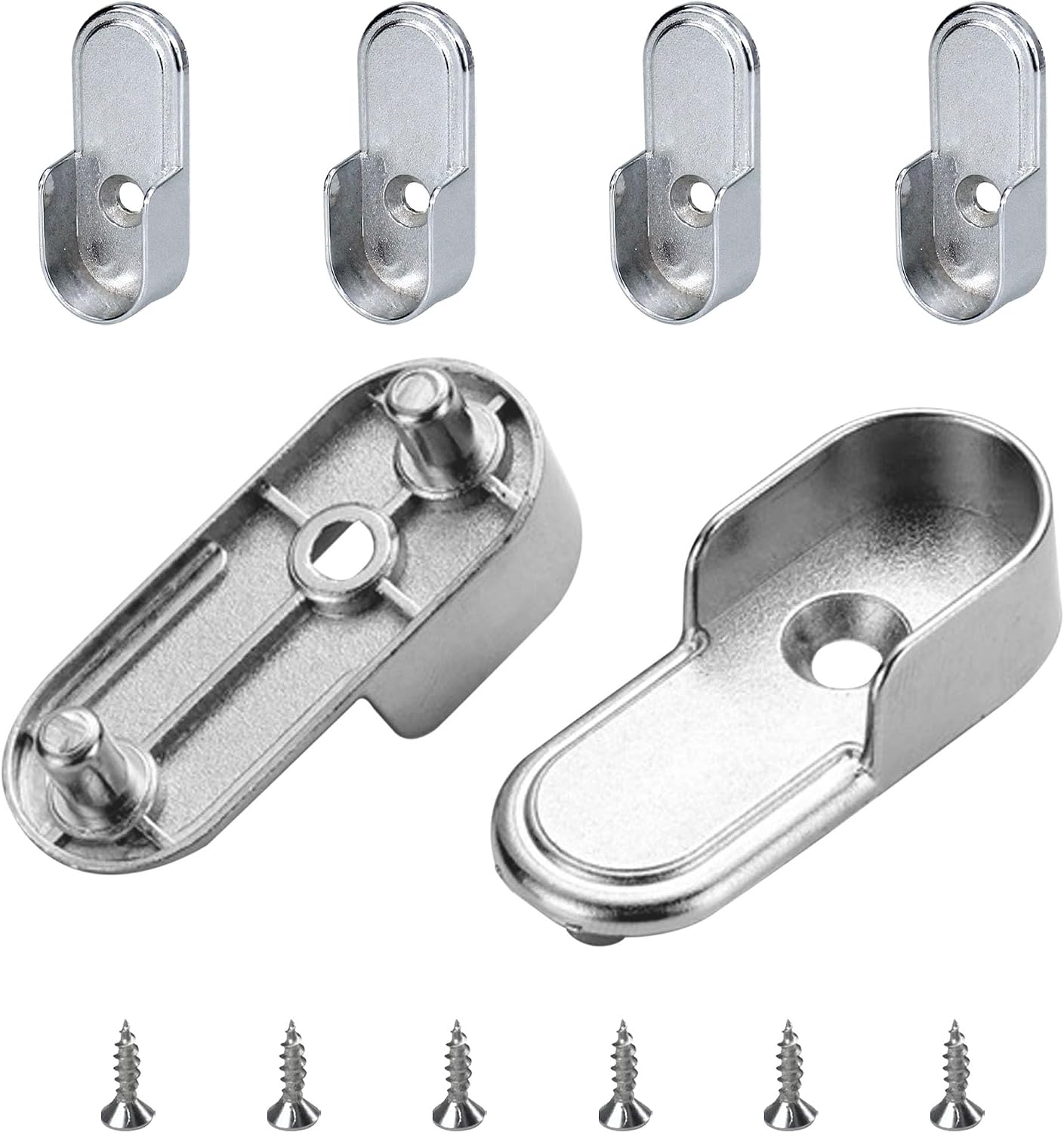 6 Soportes Metal Barra Armario 0.59x1.18" Resistente