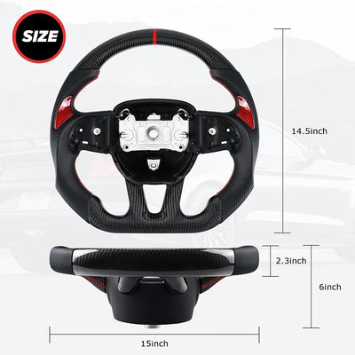 Volante fibra carbono 3K cuero perforado forma D Dodge Jeep