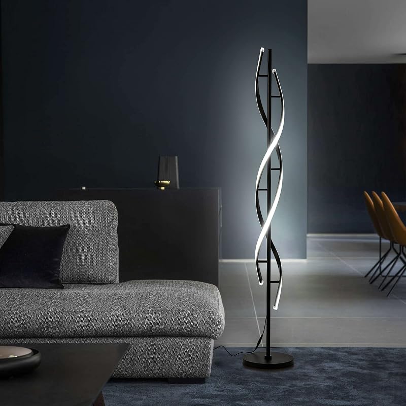 Lámpara pie LED espiral moderna 60pulg control remoto 48W
