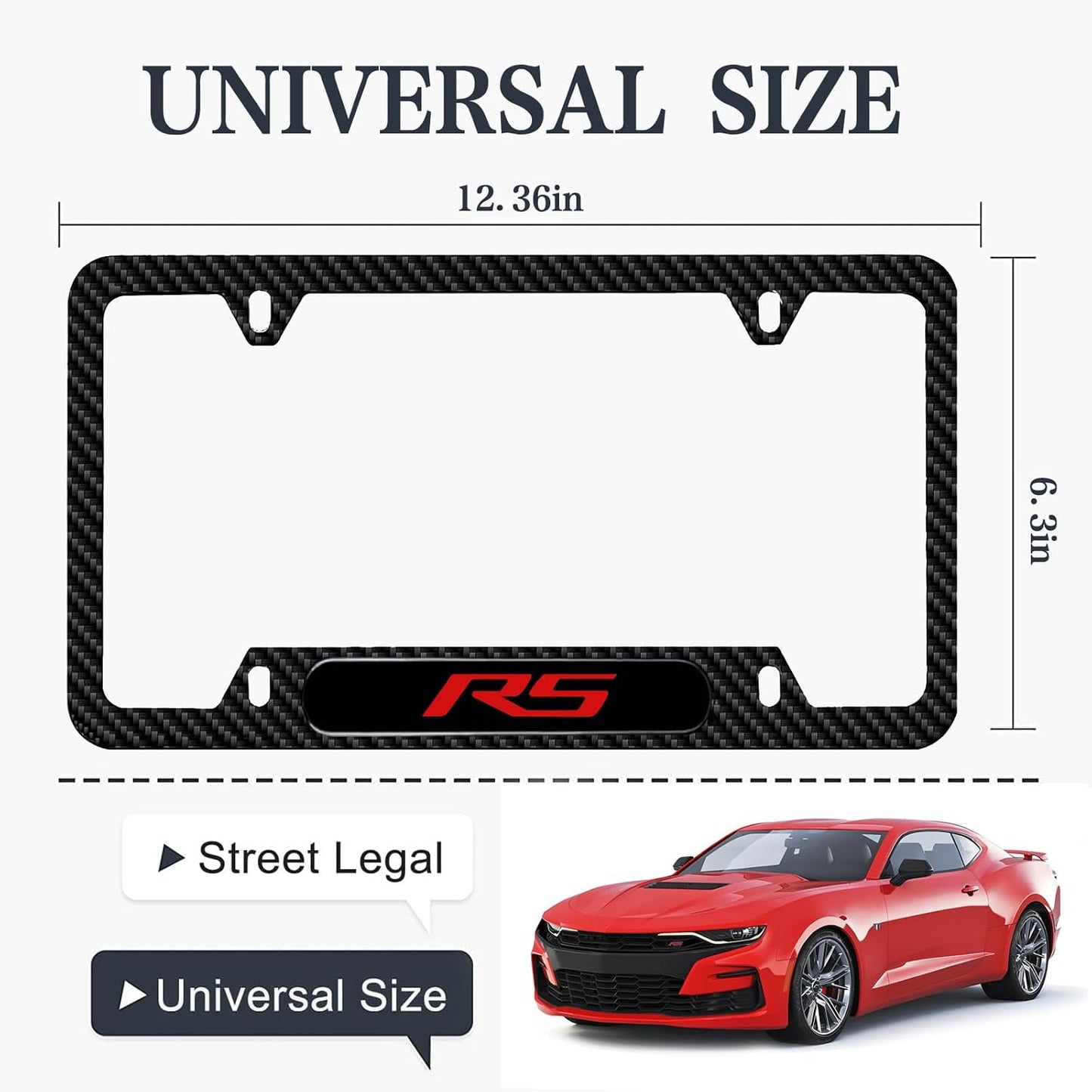 Soporte placa matrícula 6x12" comp Camaro RS fibra carbono