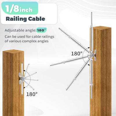 30 Pzas Barandilla Cable Acero Inox T316 Ajustable 180°