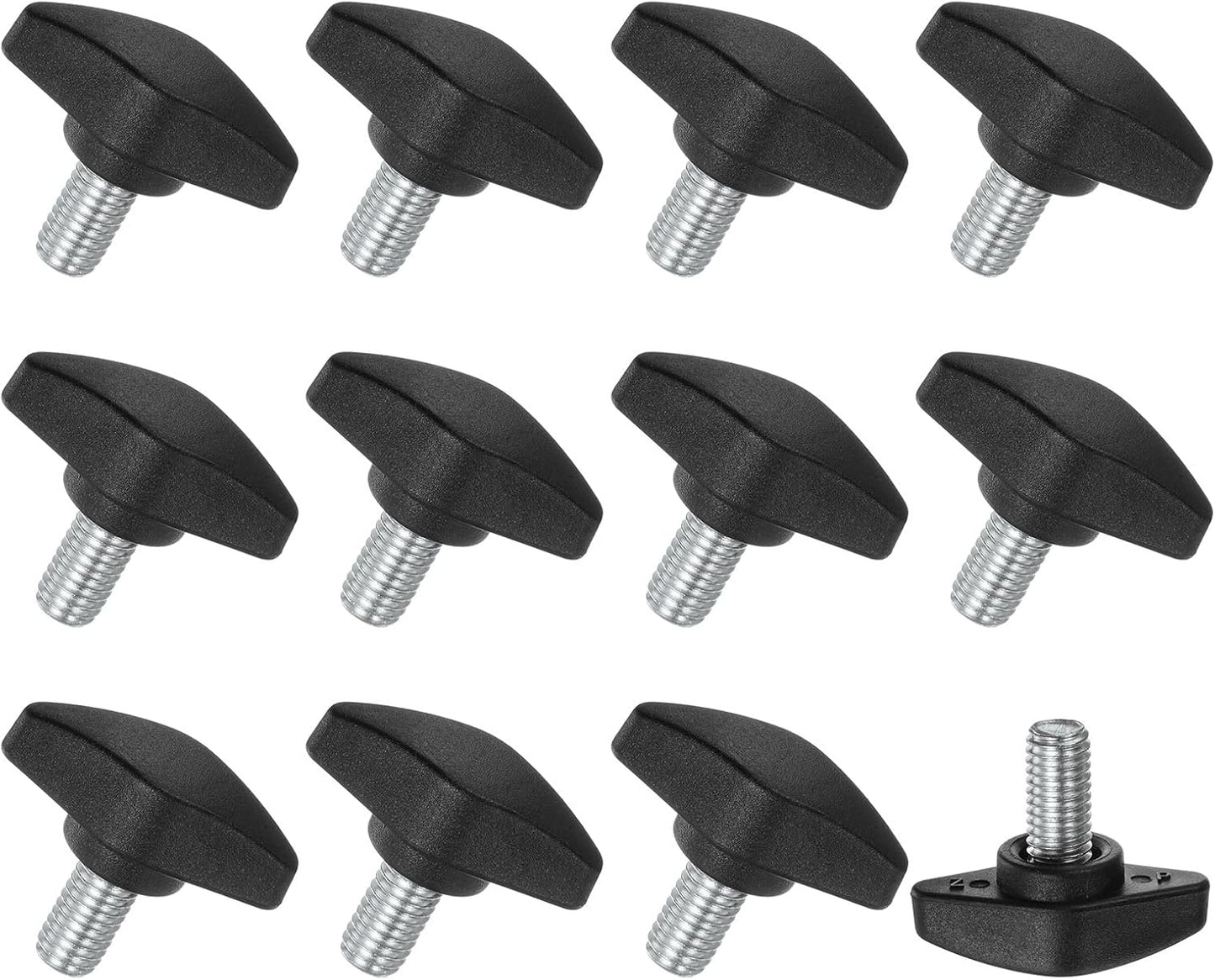 12 Pzas Pomos T M8x14mm Plástico Negro Carpintería