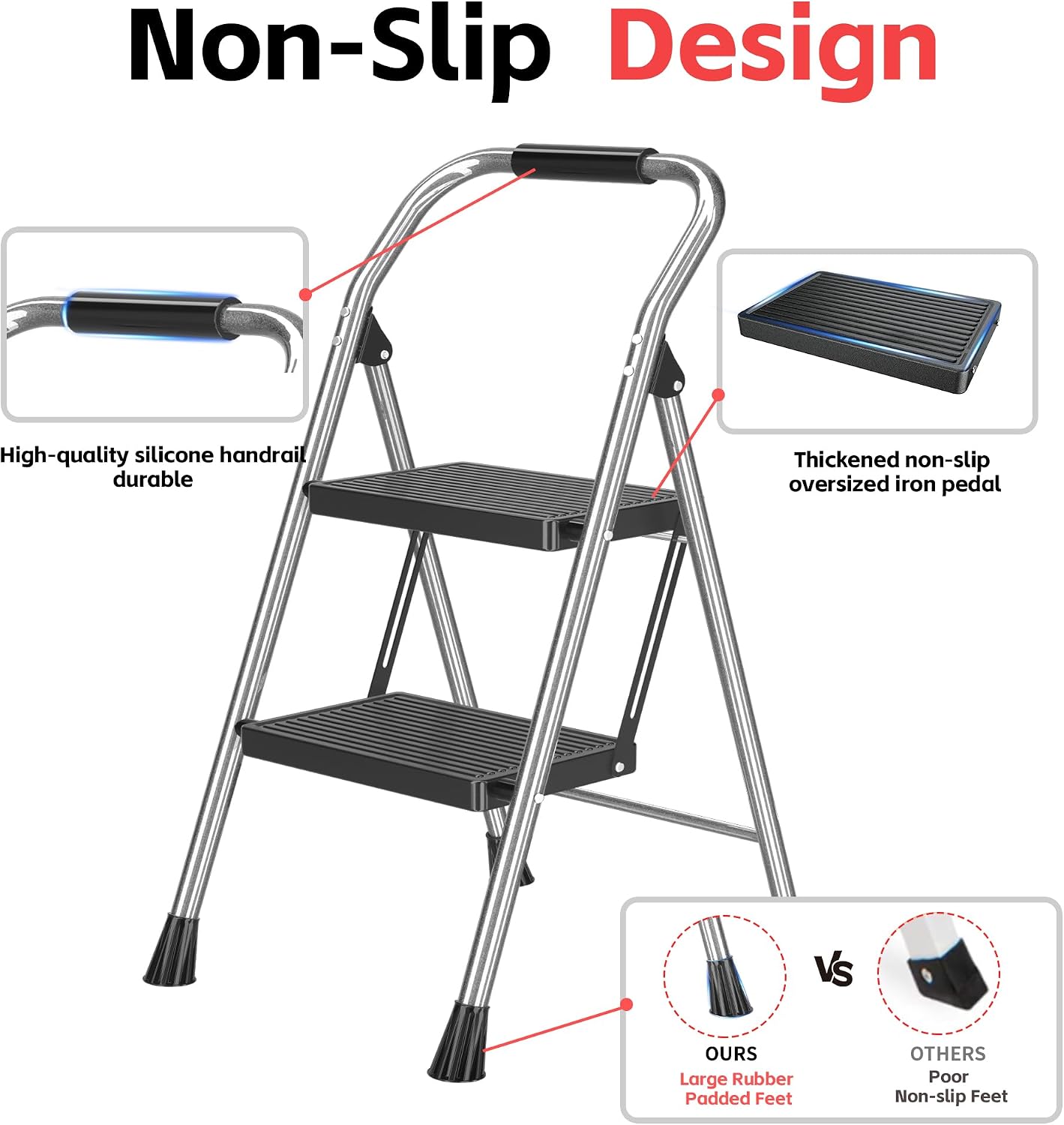 Escalera plegable con pasamanos para hogar cocina 600