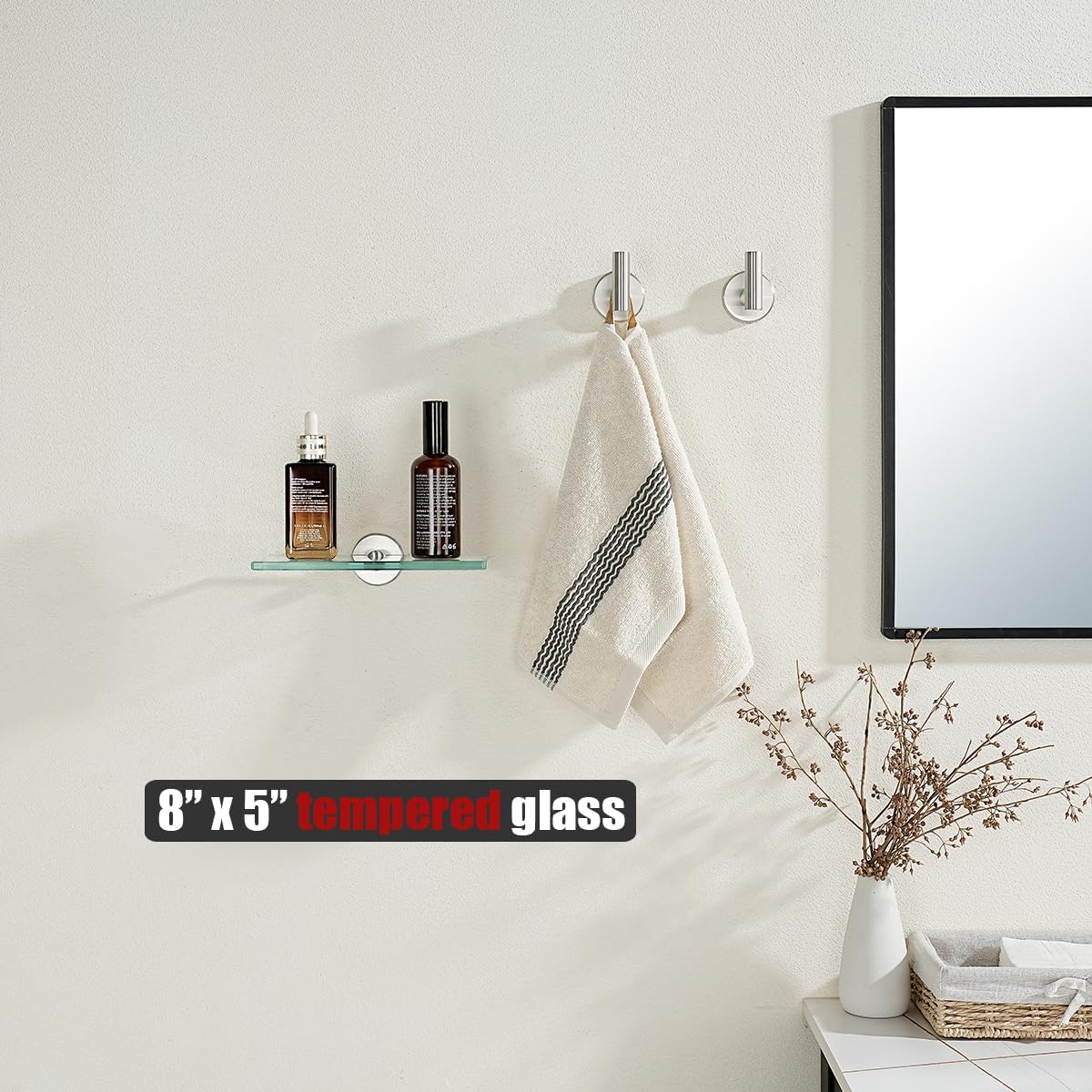 Estante cristal baño 8x5pulg acero inox 304 cepillado