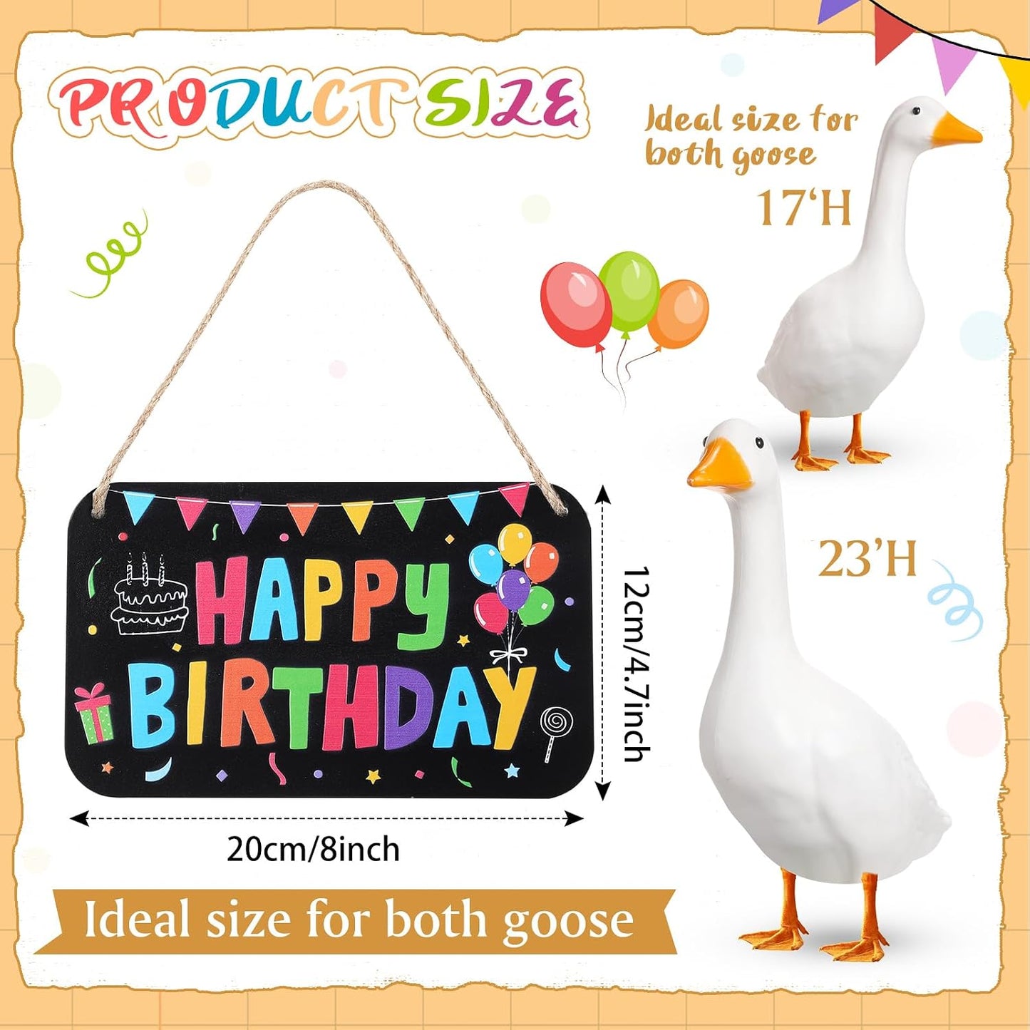 Atuendo ganso cumpleaños decoración madera 23" negro