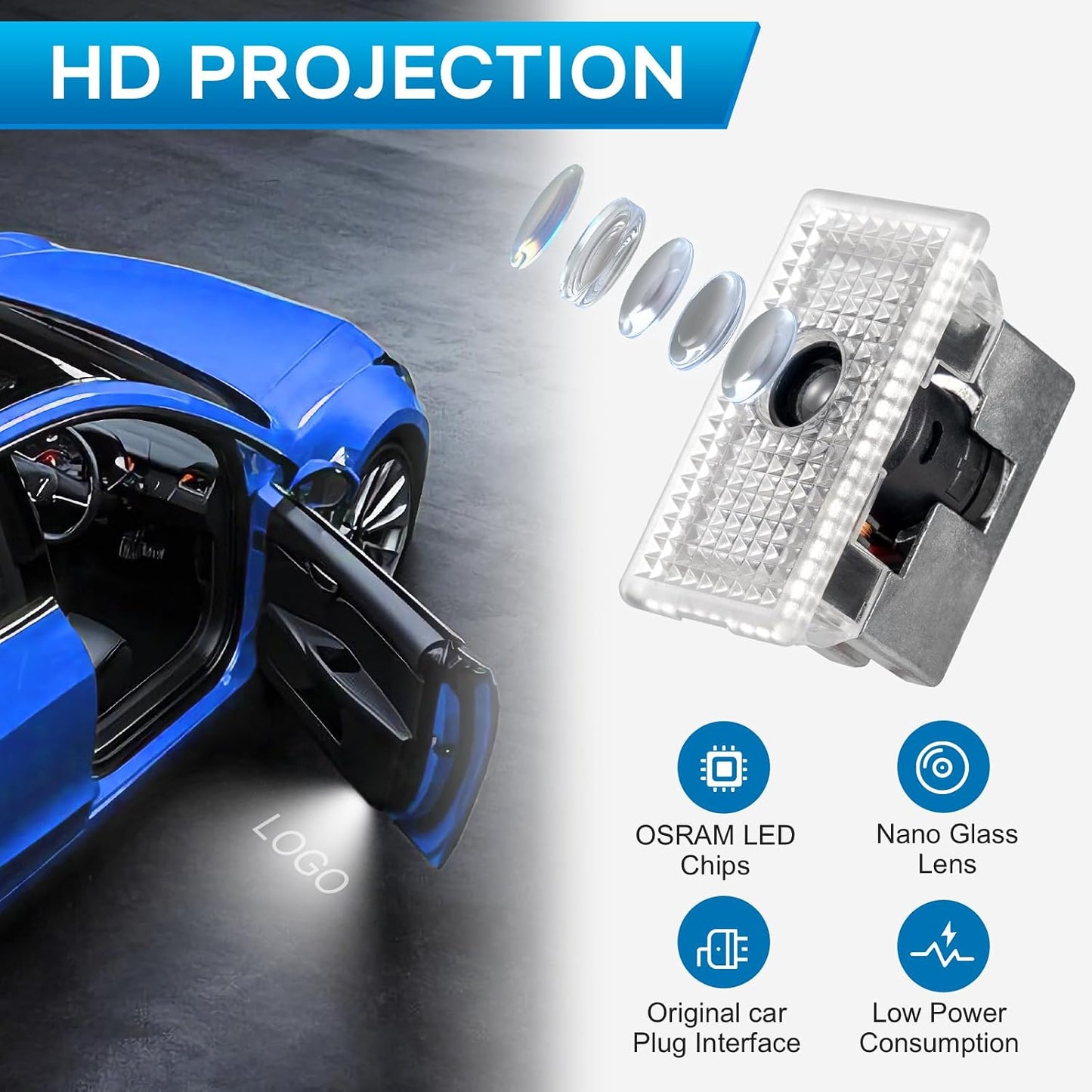 Luces charco Tesla Model Y 3 X S con logotipo pack 4