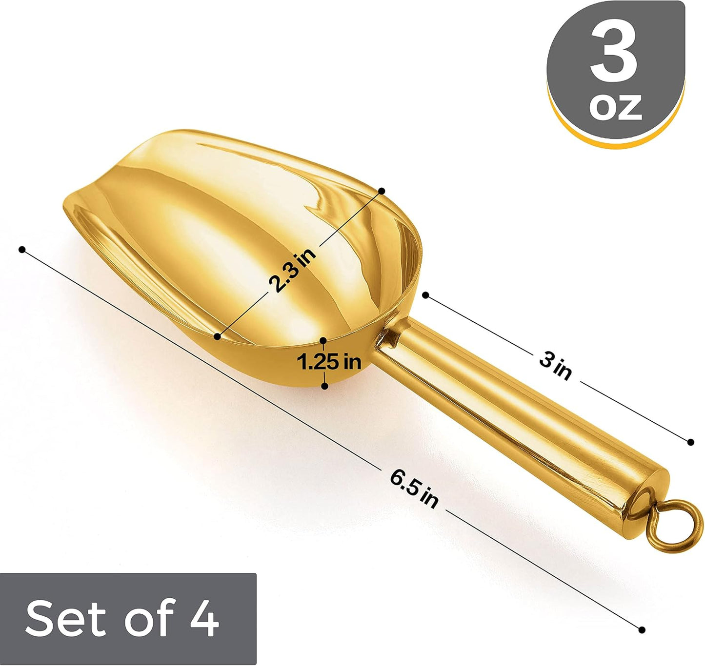 Set 4 Cucharas Acero Inox 3oz para Caramelos Hielo