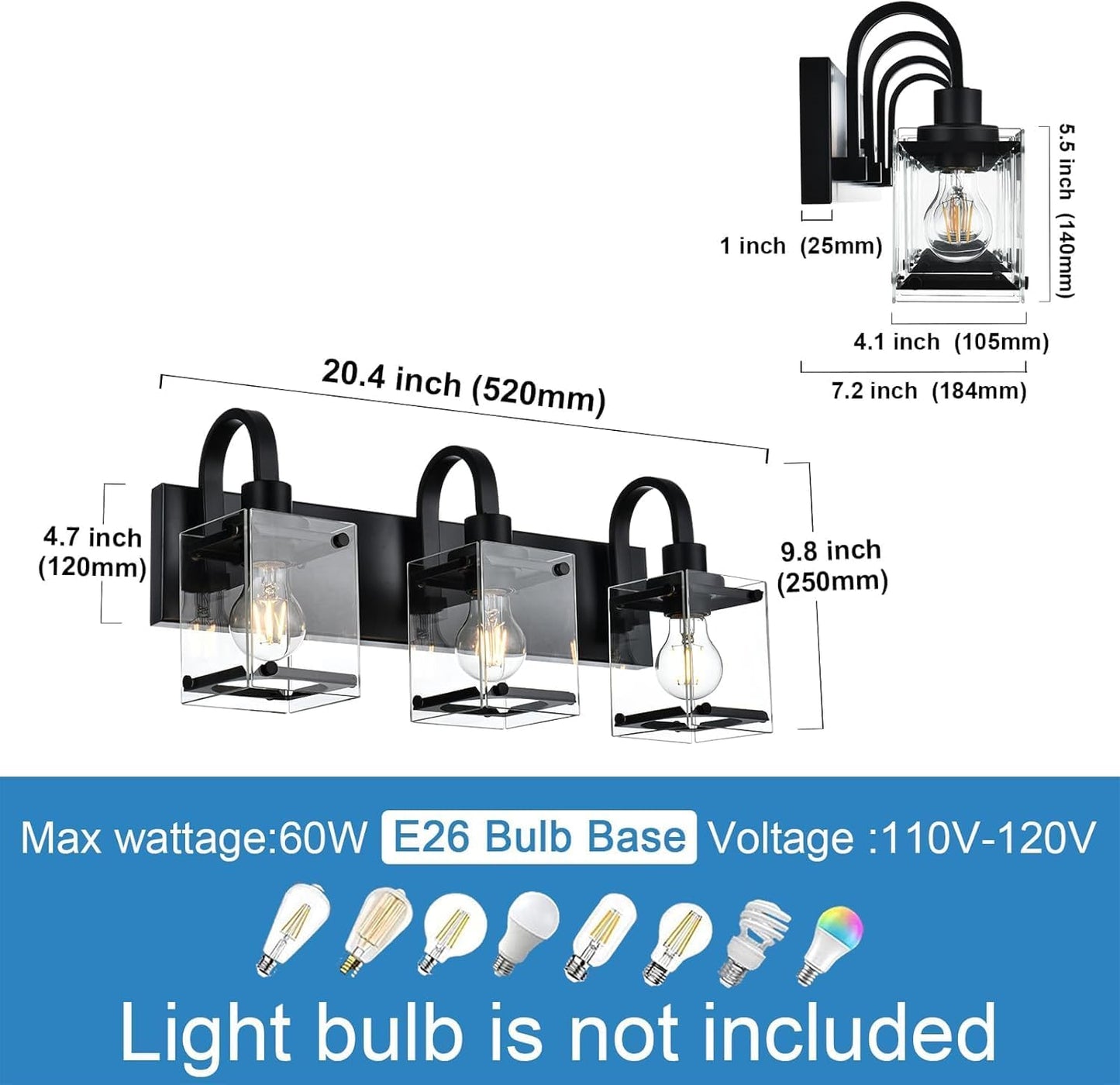Lámparas baño sobre espejo 3 luces industrial modernas