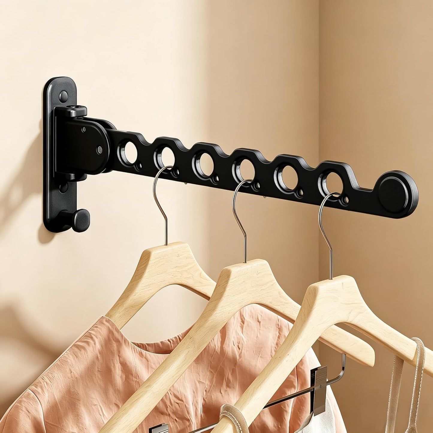 Estante secado ropa pared plegable negro
