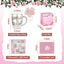 Taza cristal doble pared rosa 12oz con inicial para mujer