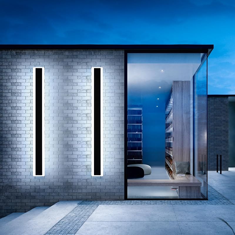 2 Lámparas LED pared 70.8" 6000K blanco frío IP65 negro