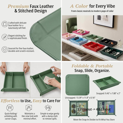 Bandeja organizadora joyas, monedas y llaves verde
