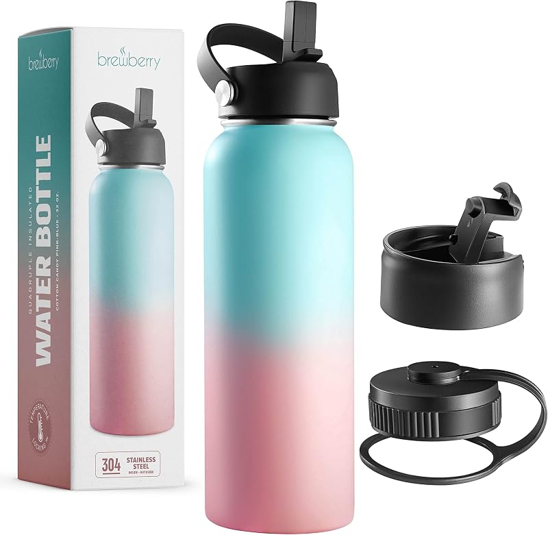 Botella agua acero inox doble pared taza viaje bebidas