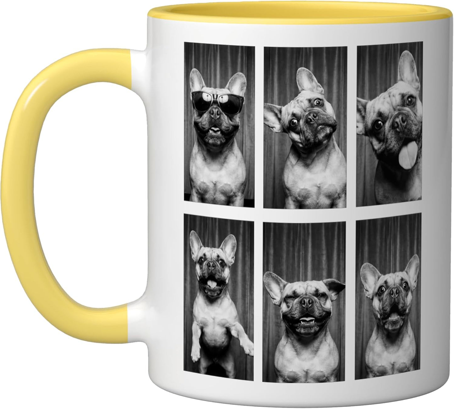 Taza Cerámica Frenchie Dueño Perro Fotografía Amarillo/Blanco