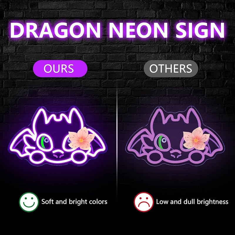 Letrero neón dragón negro LED para dormitorio y fiestas