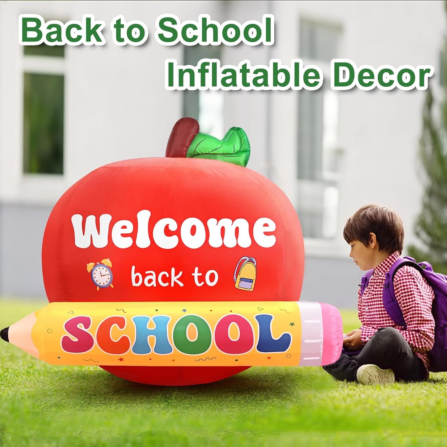 Decoración inflable regreso a clases 4.9pulg con 3 luces LED