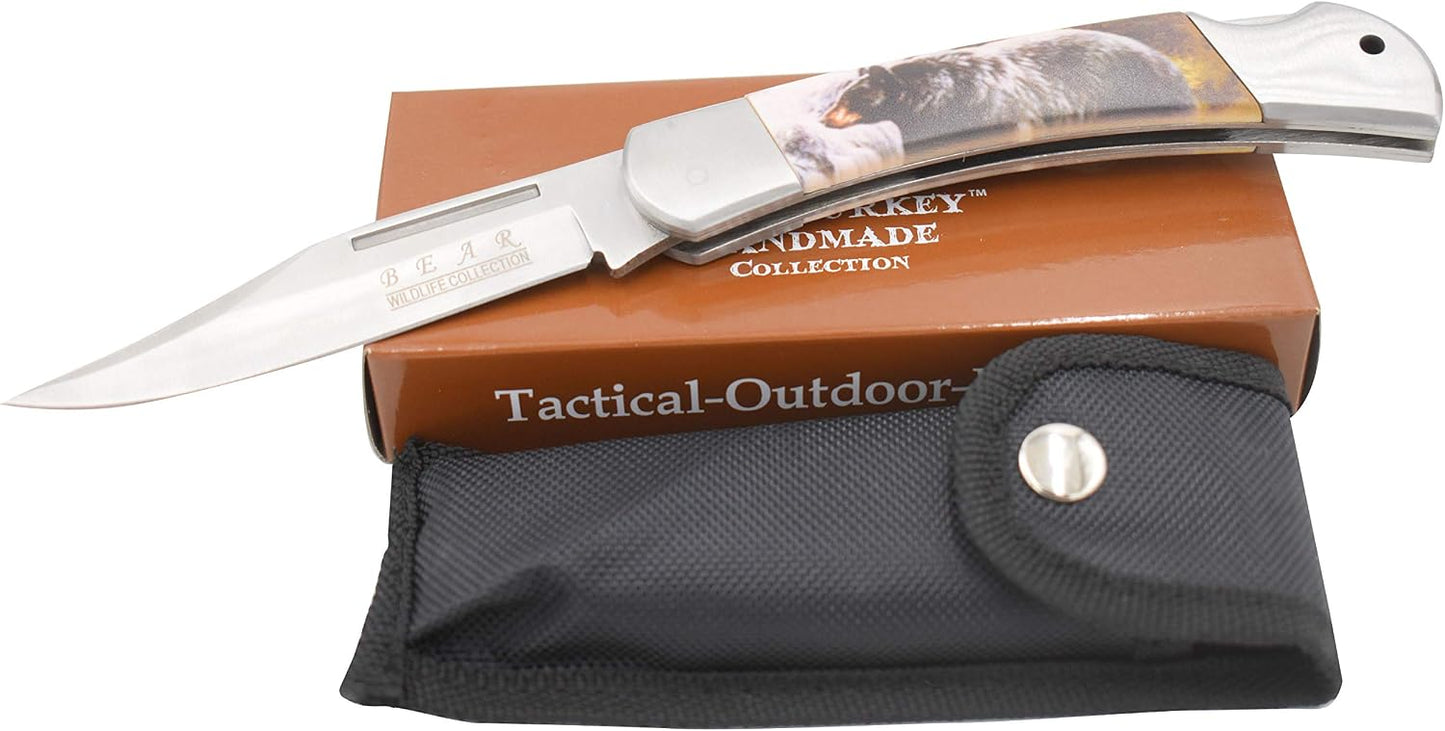 Cuchillo plegable edición limitada con mango de oso
