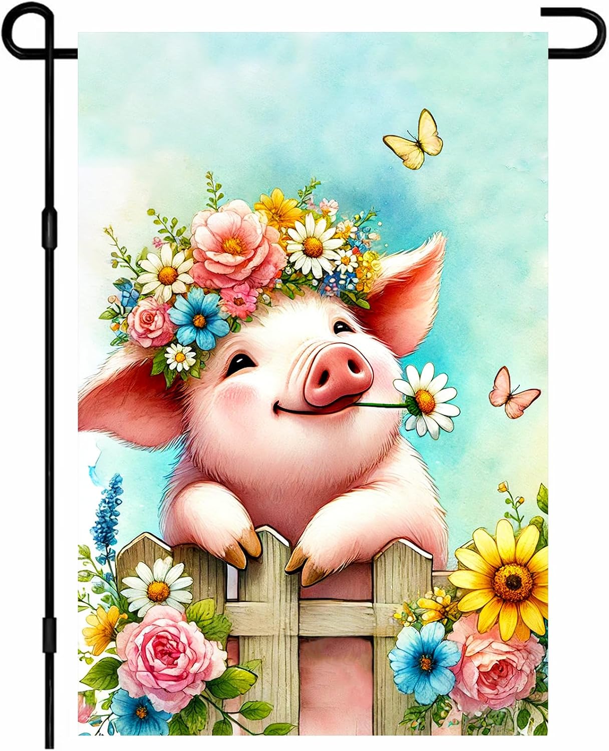 Bandera jardín 12x18pulg doble cara corona floral