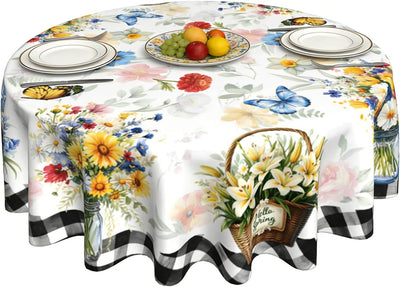 Mantel redondo floral 60pulg gris rústico comedor