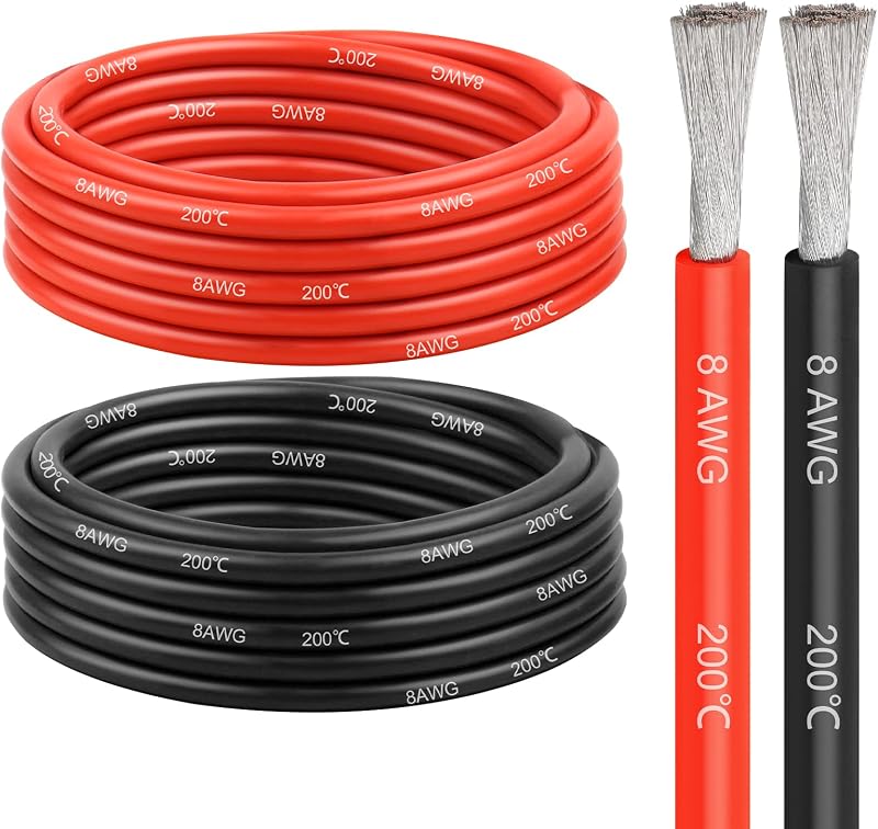 Cable silicona 8 AWG 15 ft cobre estañado rojo y negro