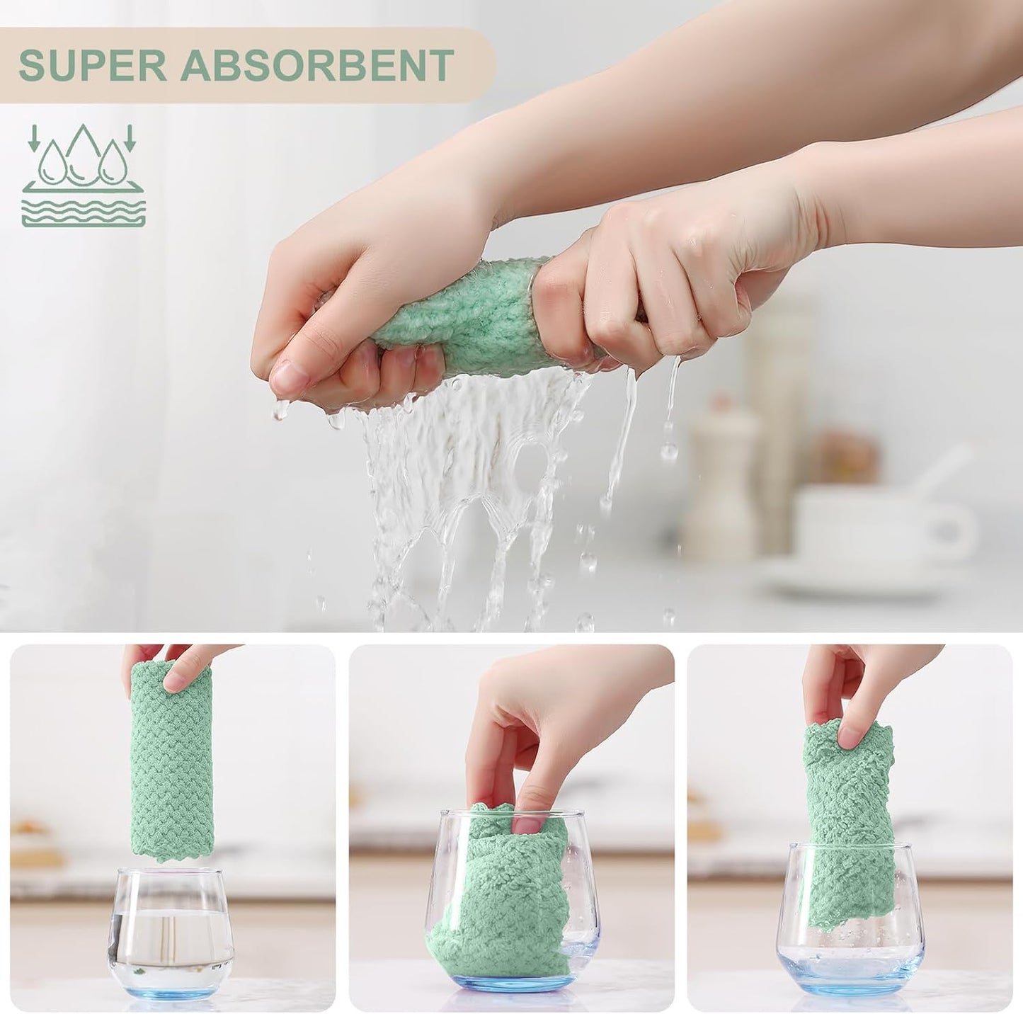 12 Paños cocina microfibra reutilizables secado rápido