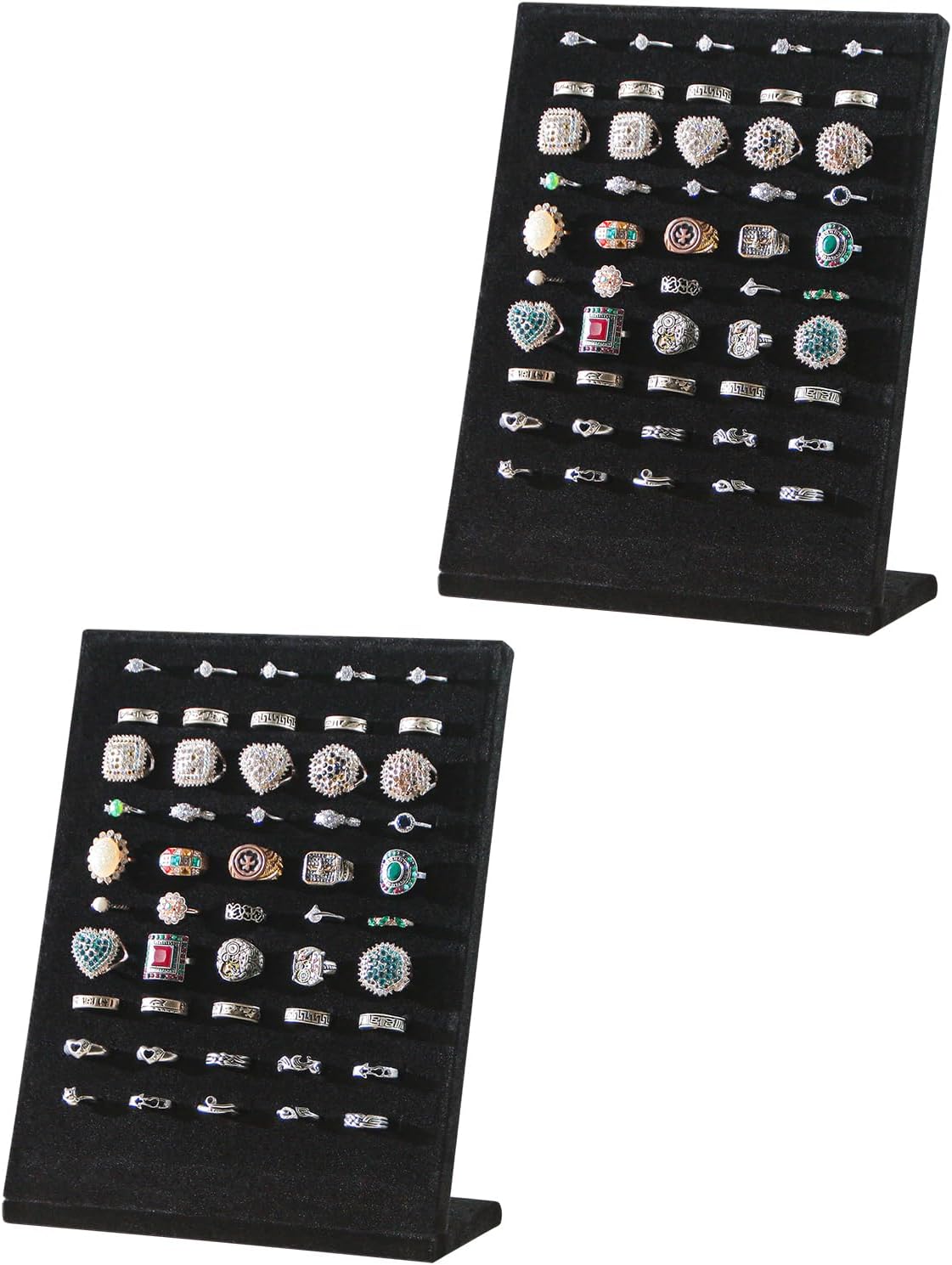 Soporte anillos y pendientes terciopelo varios negro