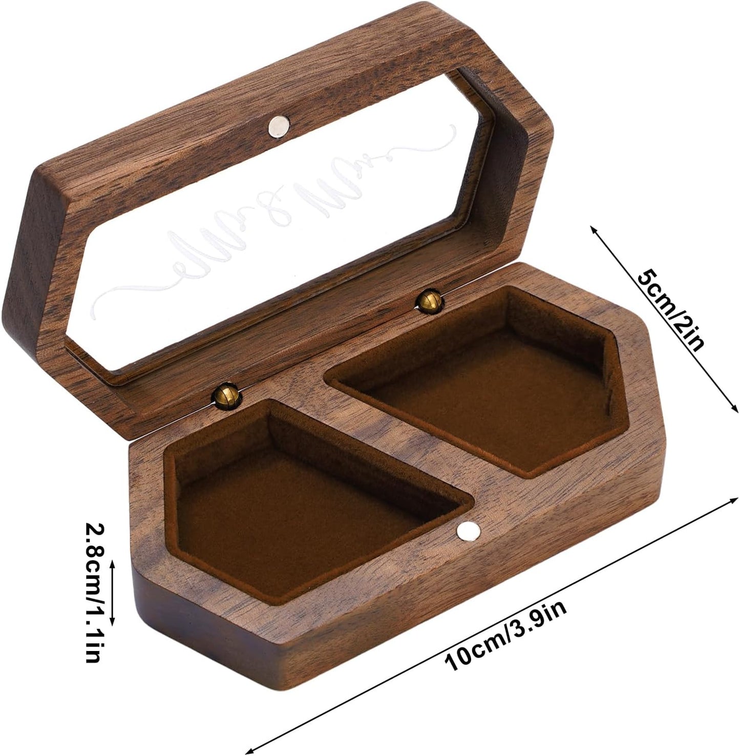 Caja madera anillos boda almacenamiento joyas rústica