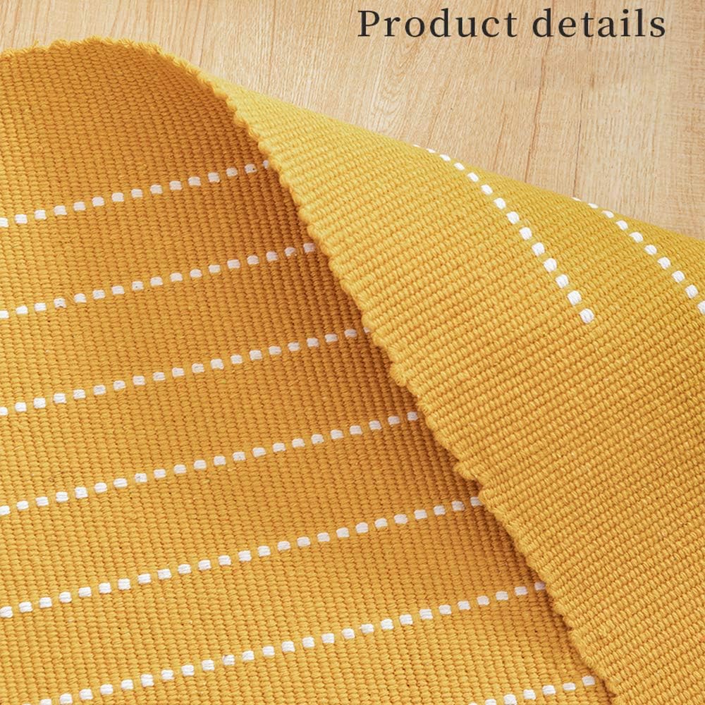 Alfombra bohemia geométrica 2x3ft color amarillo antiderrap