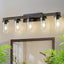 Iluminación baño 5 luces madera vidrio transparente