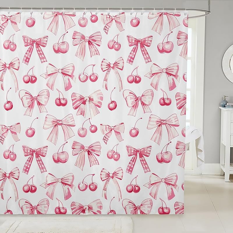 Cortinas ducha niña lazo frutas tropicales impermeables