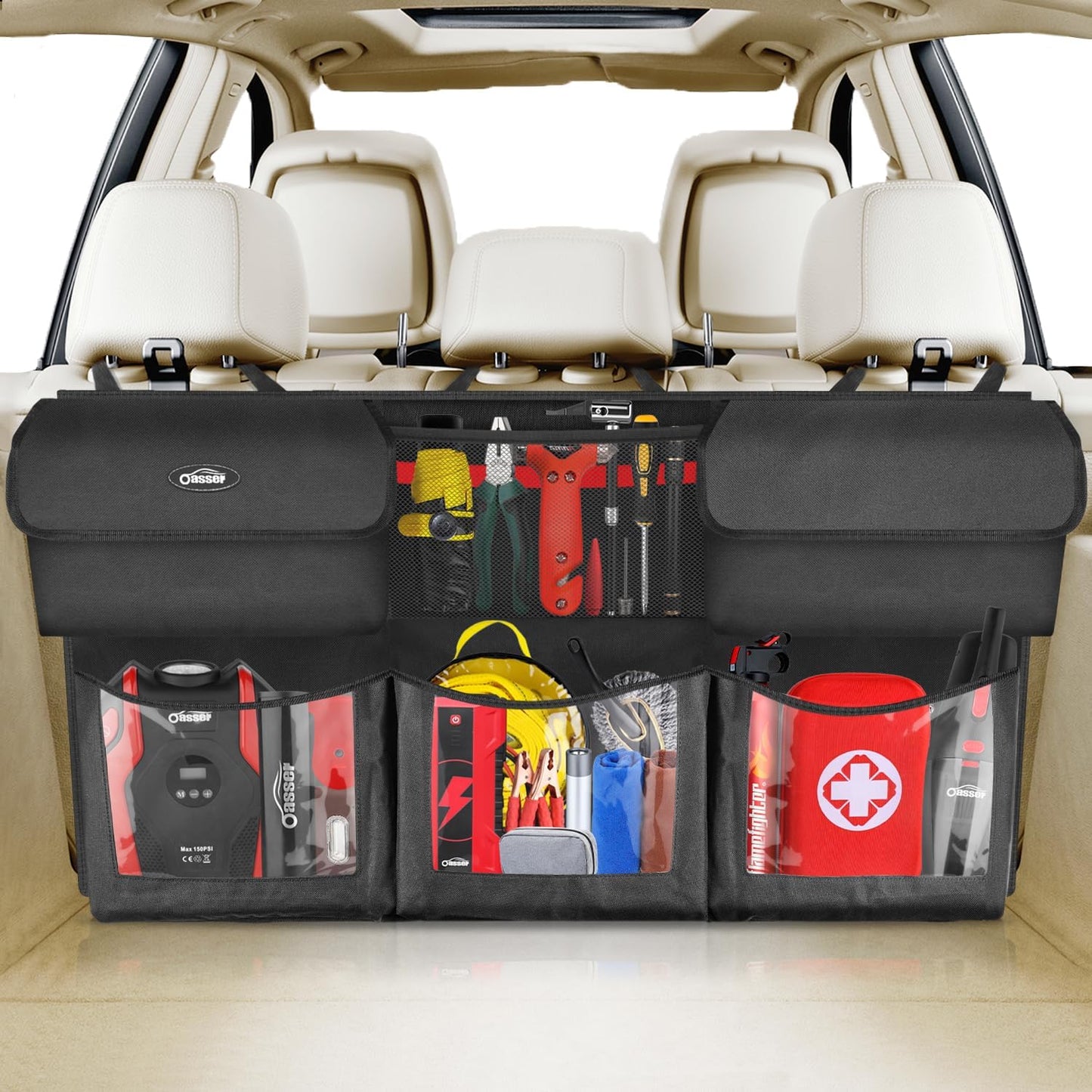 Organiz. colgante auto 6 bolsillos 43x19"