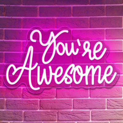 Letrero neón LED You Are Awesome rosa regulable USB