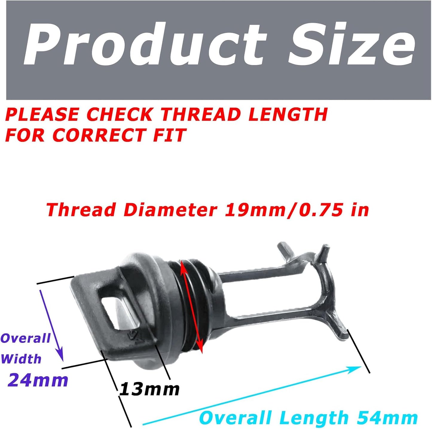 Tapón drenaje universal para kayak de plástico negro 52802