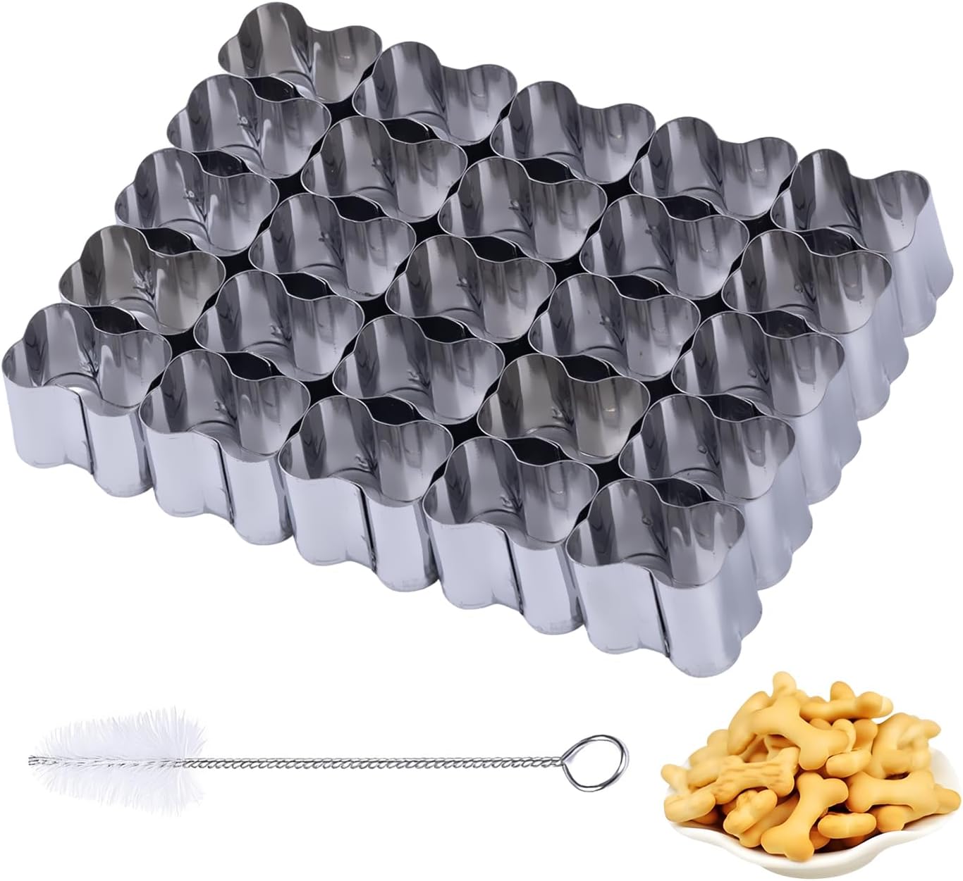 Molde galletas hueso perro mini con cepillo 25 cavidades