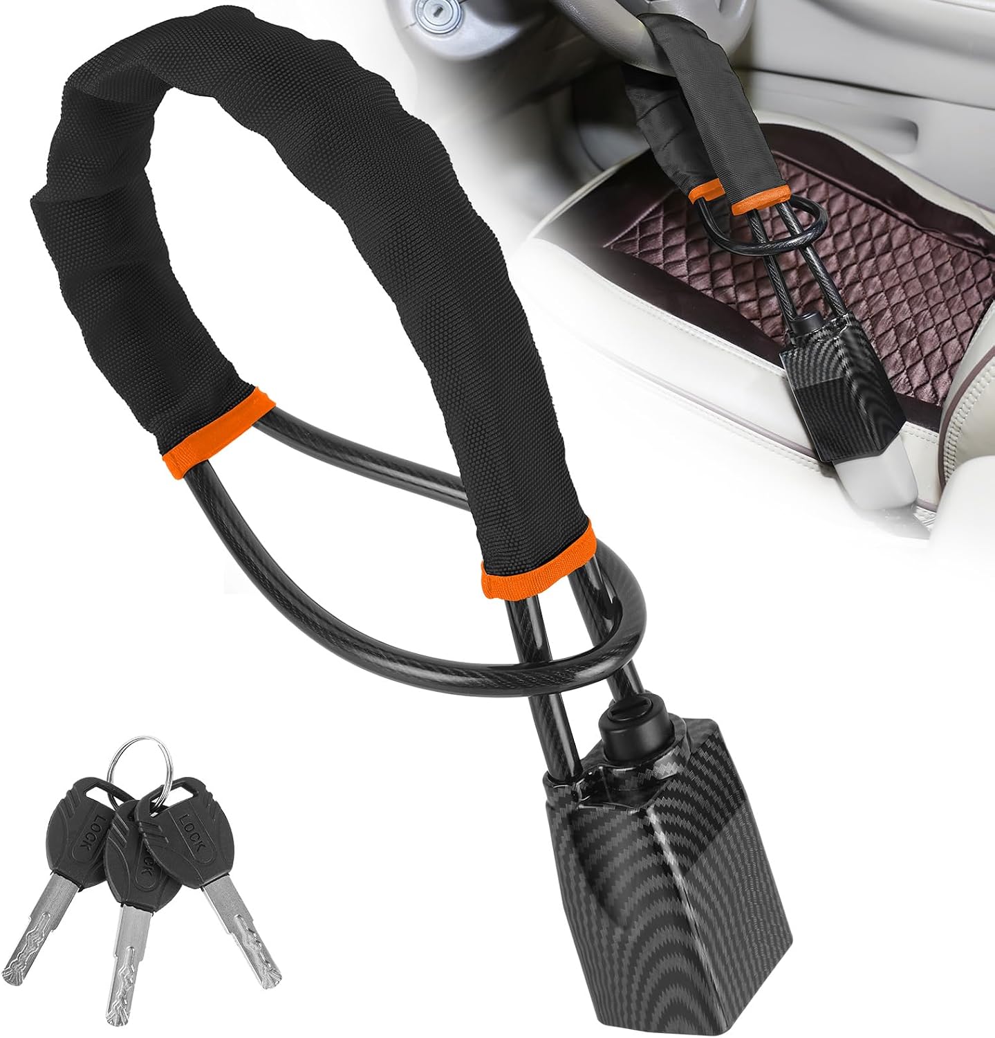 Bloqueo coche antirrobo universal 3 llaves negro