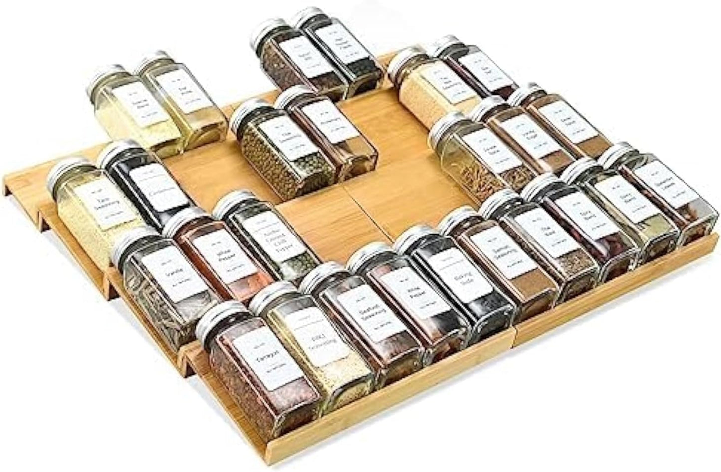 Organiz. cajones 4 niveles 8 pzas bambú para especias