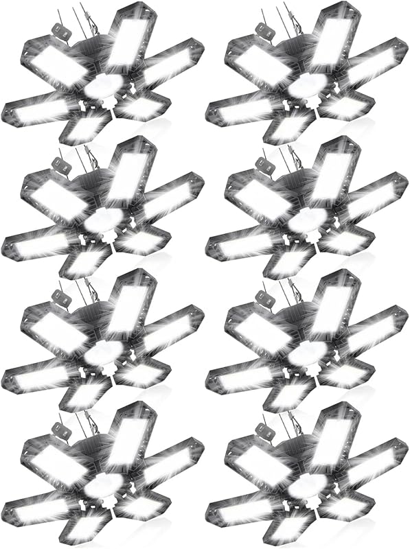 8 Luces LED garaje 200W 6 paneles deformables enchufable